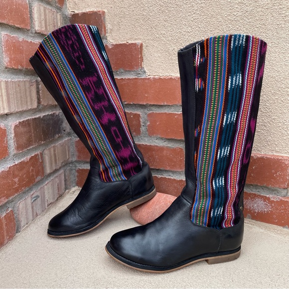 Reef 💦 Tall Black Leather/Canvas Boots Sz 6 - Picture 3 of 15